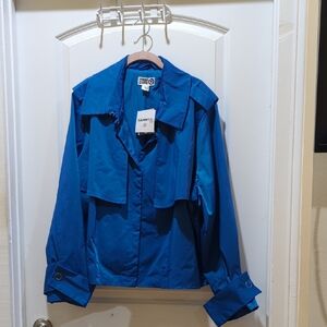 Sandy's Vibrant Blue Women's Short Trench Jacket